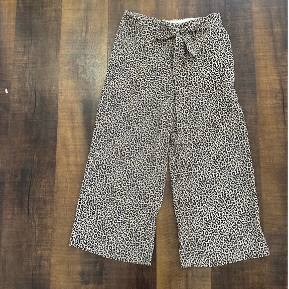 J. Crew Leopard Print Harvey Silk Pull On Wide Leg Cropped Pant Size 6 - Picture 1 of 9